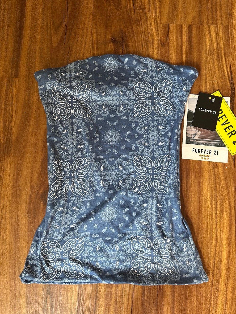 Forever 21 Blue and White Paisley Tube Top